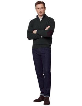 Hackett Punto Lambswool Hzip Dark Green