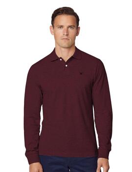 Hackett Polo Slim Fit Logo Ls Maroon Red