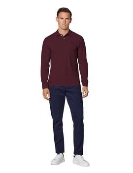 Hackett Polo Slim Fit Logo Ls Maroon Red