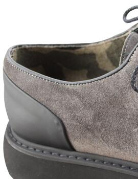 Calce Zapatos Blucher Y Piso De Goma Negro / Gris