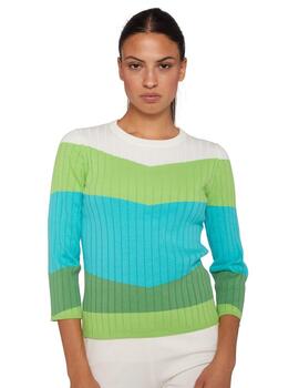 Vilagallo JERSEY PUNTO CANALE COLOUR BLOCK VERDE