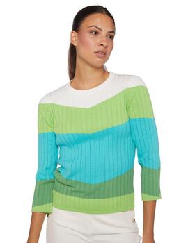 Vilagallo JERSEY PUNTO CANALE COLOUR BLOCK VERDE