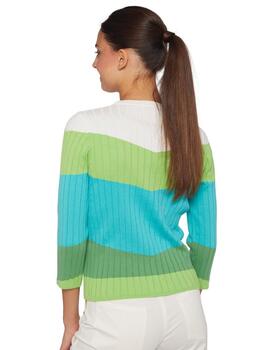 Vilagallo JERSEY PUNTO CANALE COLOUR BLOCK VERDE