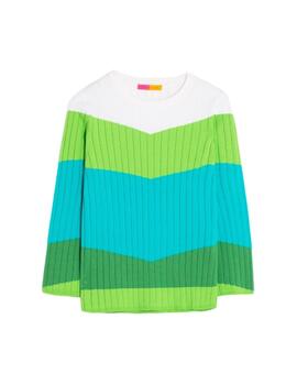 Vilagallo JERSEY PUNTO CANALE COLOUR BLOCK VERDE