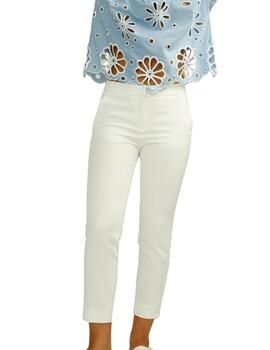 Alba Conde Pantalon Blanco