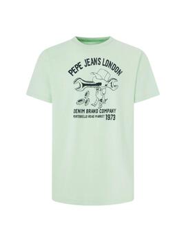 Pepe Jeans CAMISETA CON LOGO ESTAMPADO Cedric Fresh Green