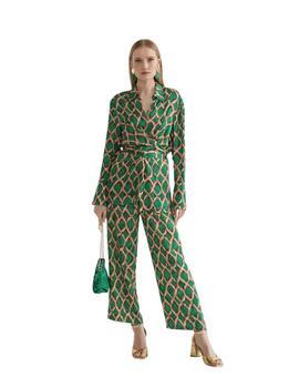 Lola Casademunt Pantalon Estampado Verde-Marrón