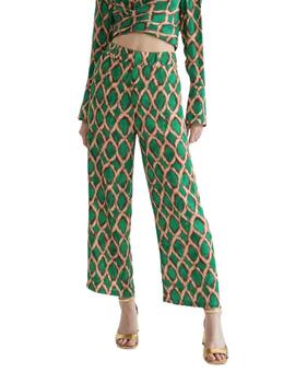 Lola Casademunt Pantalon Estampado Verde-Marrón