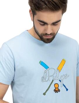 El Pulpo Camiseta Estampado Remos Colores Azul Beb