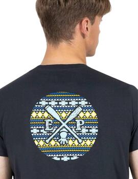 El Pulpo Camiseta Estampado Étnico Espalda Azul Ma