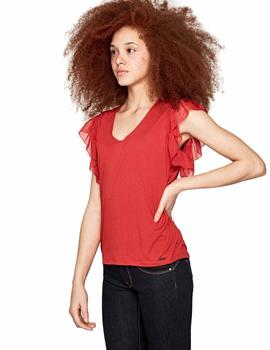 Camiseta Pepe Jeans Auteuil Roja Para Mujer