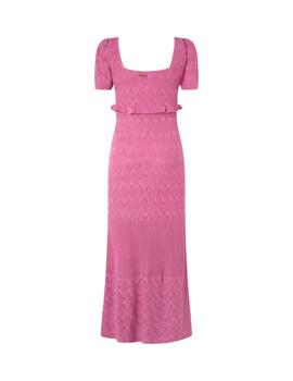 Pepe Jeans VESTIDO LARGO DE PUNTO CALADO English Rose Pink 