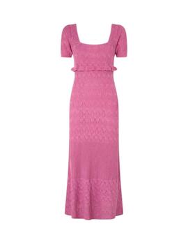 Pepe Jeans VESTIDO LARGO DE PUNTO CALADO English Rose Pink 