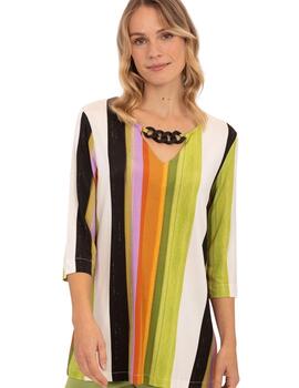 Anna Mora Camiseta Rayas Multicolor