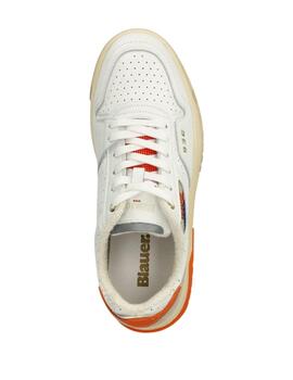 Blauer Leather/Suede Sneaker Harper White/Orange