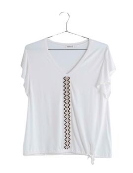 Hongo CAMISETA CON CINTA DECORATIVA Crudo