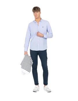 El Pulpo Camisa Rayas Anchas Popelín Azul Capri