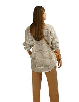 Alba Conde BLUSA OVERSIZE DE CUADROS Camel