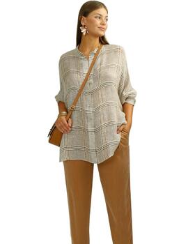 Alba Conde BLUSA OVERSIZE DE CUADROS Camel