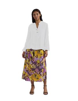 Café Noir Blusa In Marocain Di Viscosa  Bianco