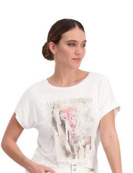 Monari Camiseta blanca con estampado de elefantes 