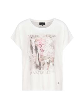 Monari Camiseta blanca con estampado de elefantes 