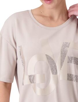 Monari T-Shirt Camisa con inscripción de strass 