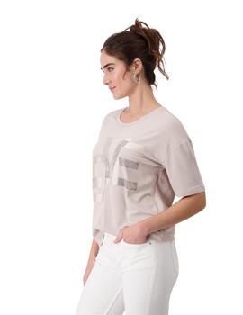 Monari T-Shirt Camisa con inscripción de strass 