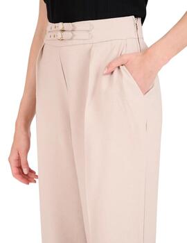 Naf Naf Pantalón doble hebilla Beige 
