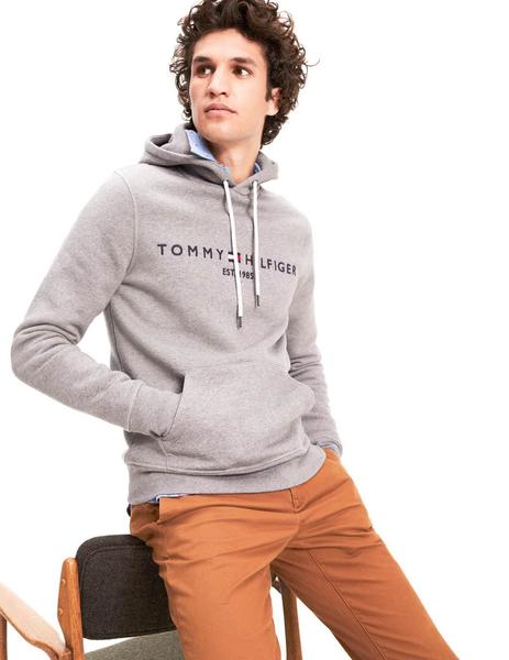 realeza transmisión Bloquear Sudadera Tommy Hilfiger Gris Logo Para Hombre