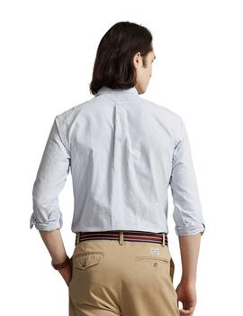 Camisa Ralph Lauren Rayas Blanco y Azul Para Hombre