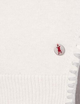 Frieda Jersey blanco cuello pico Pullover Off-White