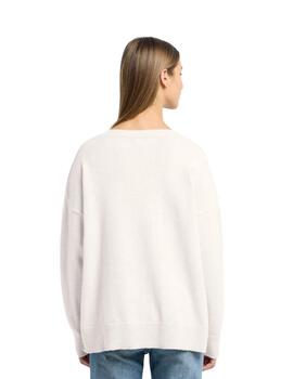 Frieda Jersey blanco cuello pico Pullover Off-White