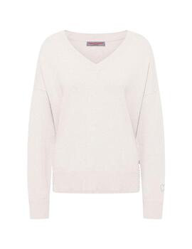 Frieda Jersey blanco cuello pico Pullover Off-White