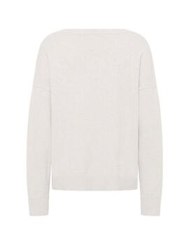 Frieda Jersey blanco cuello pico Pullover Off-White