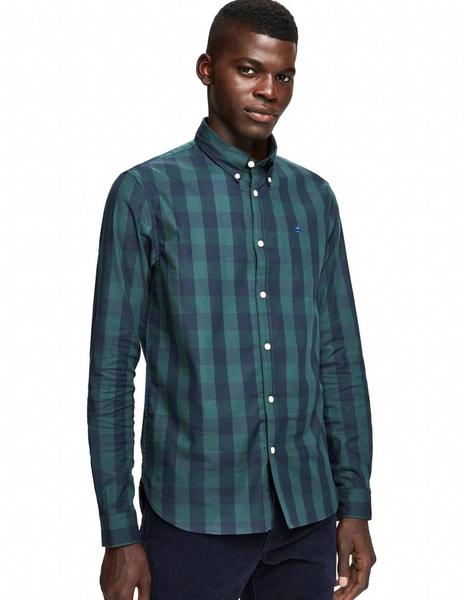 exposición Facilitar Cabina Camisa Scotch - Soda Cuadros Verde y Azul Para Hombre