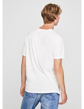 Camiseta Pepe Jeans Estampada Heydon Blanca Para Hombre