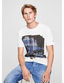 Camiseta Pepe Jeans Estampada Heydon Blanca Para Hombre
