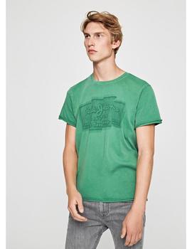 Camiseta Pepe Jeans Efecto Desgastado Izzo Verde Para Hombre